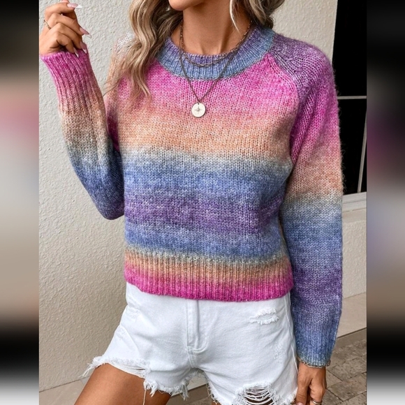 Ombre Raglan Sleeve Sweater - Picture 5 of 5